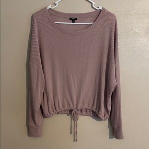 Express Ribbed Mauve Long Sleeve Top